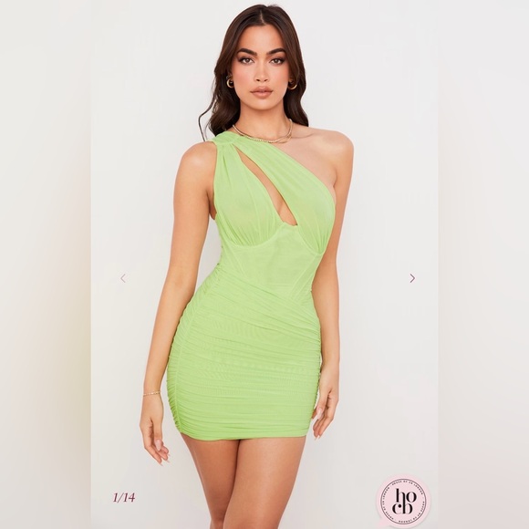 House of CB - ‘CLEMENTINE’ LIME CUT OUT MINI DRESS - Picture 3 of 16